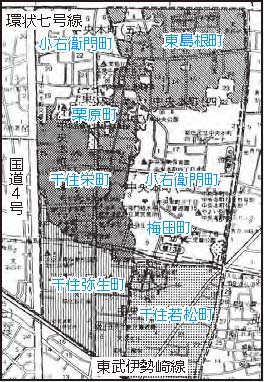 図 平成12年の地図に住居表示変更前の地名を加筆