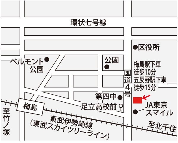足立保健所生活衛生課の地図
