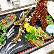 鮎料理の写真あゆがおよいでいるように見える