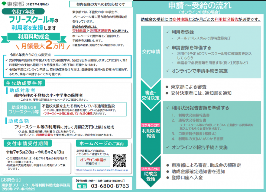 東京都フリースクールちらし