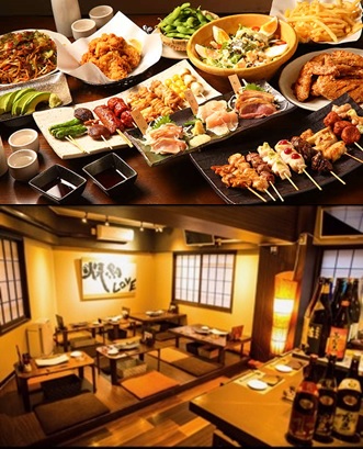 店内と食事の写真