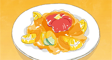  トマトの土佐酢漬け 季節の青果添えのイラスト