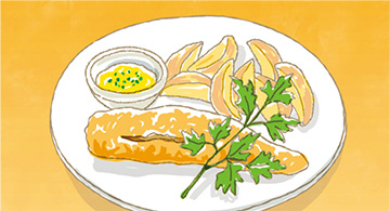 フィッシュ＆チップスのイラスト