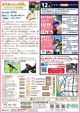 「都市農業公園」ニュースレター12月号うら