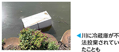 川に冷蔵庫が不法投棄されていたことも