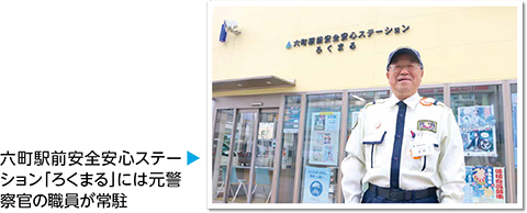 六町駅前安全安心ステーション「ろくまる」には元警察官の職員が常駐