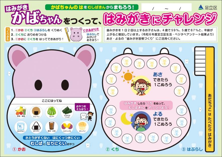 はみがきかばちゃんをつくって、はみがきにチャレンジ
