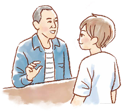 対象者と月2,3回程度面接を行い、更生を図るための約束ごと（遵守事項）を守るよう指導