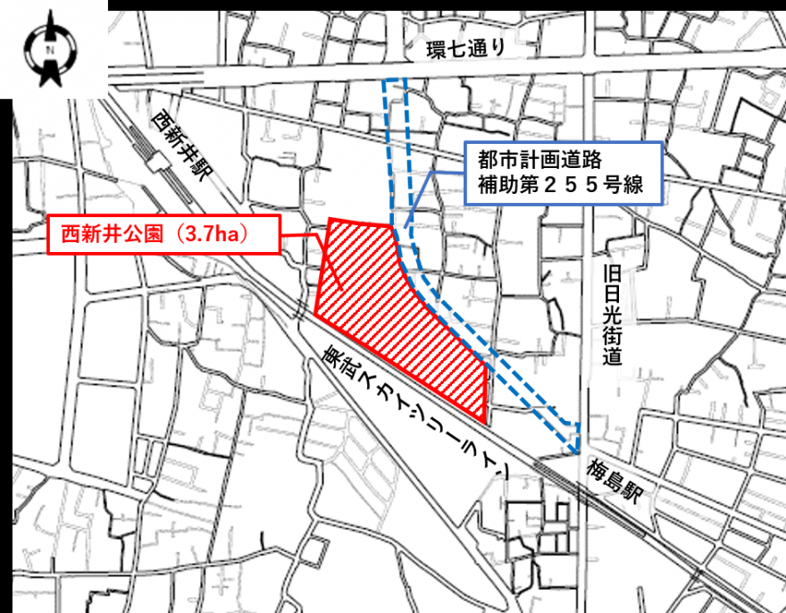 案内図 西新井公園事業認可