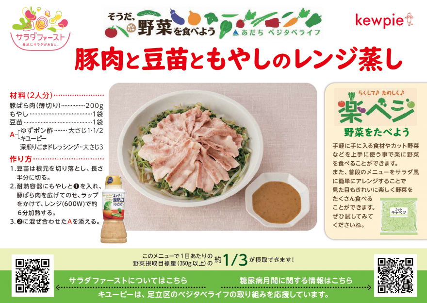 豚肉と豆苗ともやしのレンジ蒸し