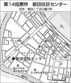 投票所　地図　新田住区センター　画像